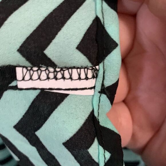 Ciel Chevron Striped A Line Mini Dress Teal Black - Picture 6 of 8